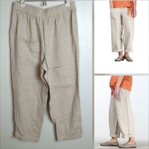 Morden Miss 100% Linen Unique Pockets Trouser Pant XL Cream Casual Beach